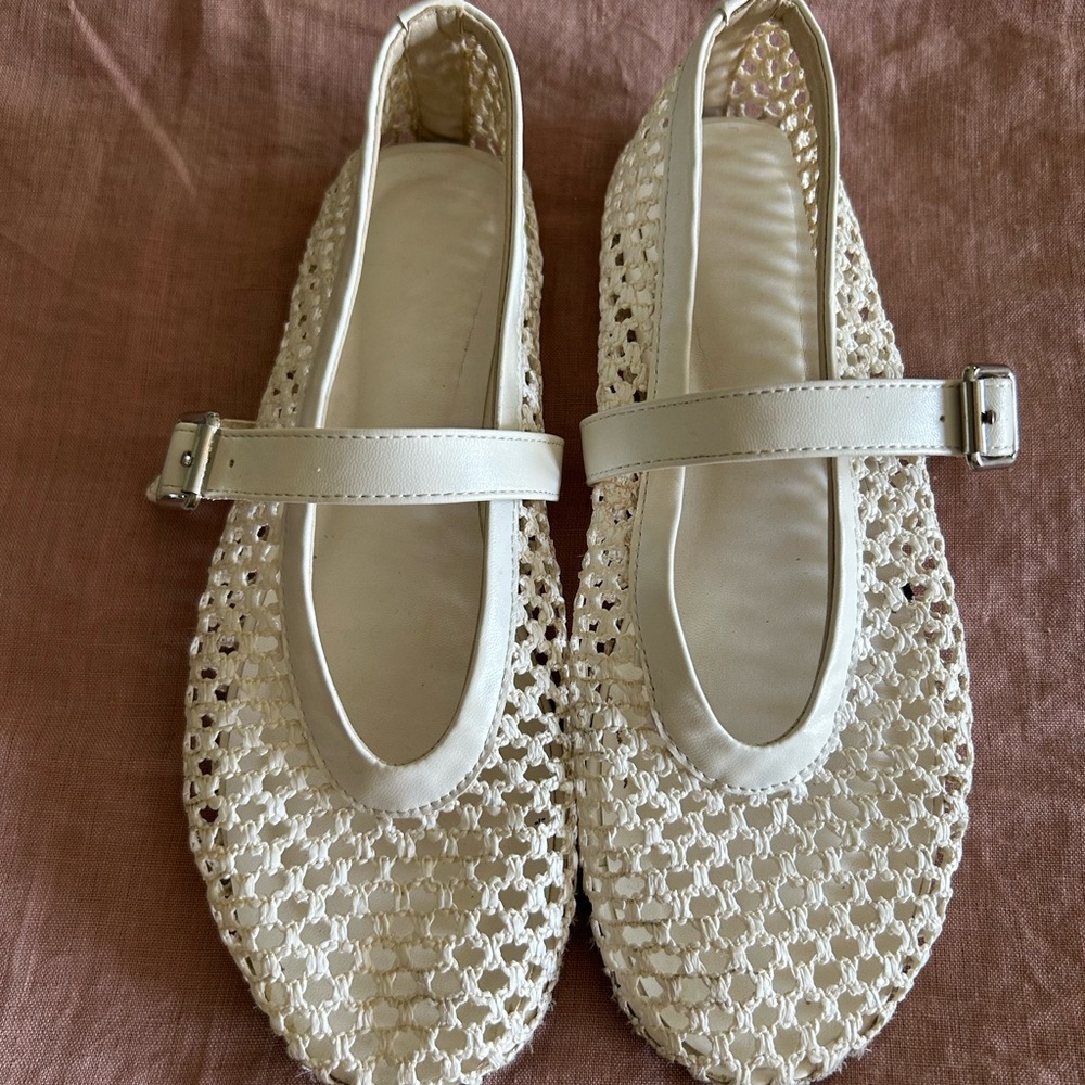 White mesh ballet flats
